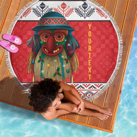 Personalized Romania Christmas Beach Blanket Romanian Folk Mask - Wonder Print Shop