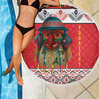 Personalized Romania Christmas Beach Blanket Romanian Folk Mask - Wonder Print Shop