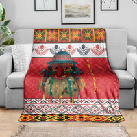 Personalized Romania Christmas Blanket Romanian Folk Mask - Wonder Print Shop