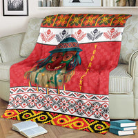 Personalized Romania Christmas Blanket Romanian Folk Mask - Wonder Print Shop