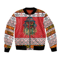Personalized Romania Christmas Bomber Jacket Romanian Folk Mask - Wonder Print Shop