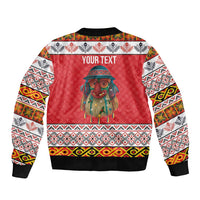 Personalized Romania Christmas Bomber Jacket Romanian Folk Mask - Wonder Print Shop