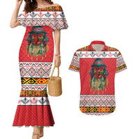 Personalized Romania Christmas Couples Matching Mermaid Dress and Hawaiian Shirt Romanian Folk Mask - Wonder Print Shop