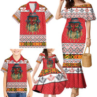 Personalized Romania Christmas Family Matching Mermaid Dress and Hawaiian Shirt Romanian Folk Mask - Wonder Print Shop