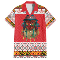 Personalized Romania Christmas Family Matching Off The Shoulder Long Sleeve Dress and Hawaiian Shirt Romanian Folk Mask - Wonder Print Shop