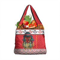 Personalized Romania Christmas Grocery Bag Romanian Folk Mask - Wonder Print Shop