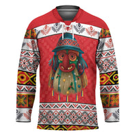 Personalized Romania Christmas Hockey Jersey Romanian Folk Mask - Wonder Print Shop