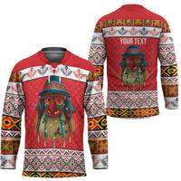 Personalized Romania Christmas Hockey Jersey Romanian Folk Mask - Wonder Print Shop