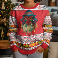 Personalized Romania Christmas Kid Ugly Christmas Sweater Romanian Folk Mask - Wonder Print Shop