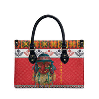 Personalized Romania Christmas Leather Bag Romanian Folk Mask - Wonder Print Shop