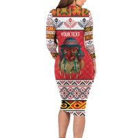 Personalized Romania Christmas Long Sleeve Bodycon Dress Romanian Folk Mask - Wonder Print Shop