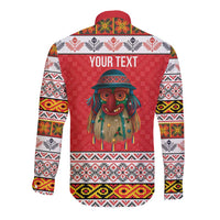 Personalized Romania Christmas Long Sleeve Button Shirt Romanian Folk Mask - Wonder Print Shop