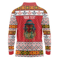 Personalized Romania Christmas Long Sleeve Polo Shirt Romanian Folk Mask - Wonder Print Shop