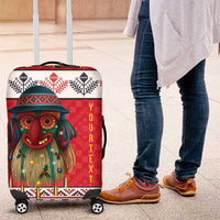 Personalized Romania Christmas Luggage Cover Romanian Folk Mask - Wonder Print Shop