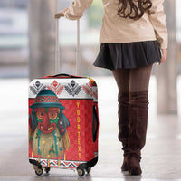Personalized Romania Christmas Luggage Cover Romanian Folk Mask - Wonder Print Shop