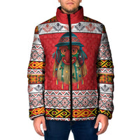 Personalized Romania Christmas Padded Jacket Romanian Folk Mask - Wonder Print Shop