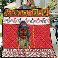 Personalized Romania Christmas Quilt Romanian Folk Mask - Wonder Print Shop
