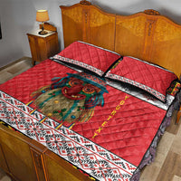 Personalized Romania Christmas Quilt Bed Set Romanian Folk Mask - Wonder Print Shop