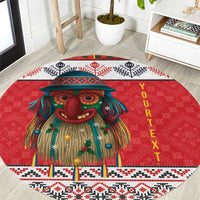 Personalized Romania Christmas Round Carpet Romanian Folk Mask - Wonder Print Shop