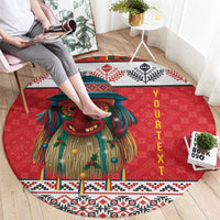 Personalized Romania Christmas Round Carpet Romanian Folk Mask - Wonder Print Shop