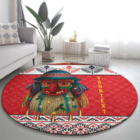 Personalized Romania Christmas Round Carpet Romanian Folk Mask - Wonder Print Shop