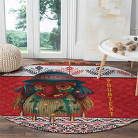 Personalized Romania Christmas Round Carpet Romanian Folk Mask - Wonder Print Shop