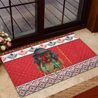 Personalized Romania Christmas Rubber Doormat Romanian Folk Mask - Wonder Print Shop