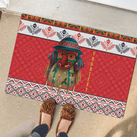 Personalized Romania Christmas Rubber Doormat Romanian Folk Mask - Wonder Print Shop