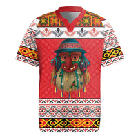 Personalized Romania Christmas Rugby Jersey Romanian Folk Mask - Wonder Print Shop