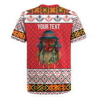 Personalized Romania Christmas Rugby Jersey Romanian Folk Mask - Wonder Print Shop