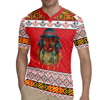 Personalized Romania Christmas Rugby Jersey Romanian Folk Mask - Wonder Print Shop