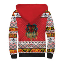 Personalized Romania Christmas Sherpa Hoodie Romanian Folk Mask - Wonder Print Shop