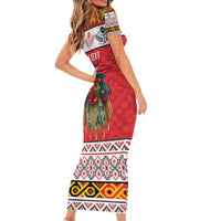 Personalized Romania Christmas Short Sleeve Bodycon Dress Romanian Folk Mask - Wonder Print Shop