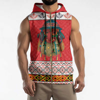 Personalized Romania Christmas Sleeveless Zip Hoodie Romanian Folk Mask - Wonder Print Shop