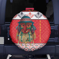 Personalized Romania Christmas Spare Tire Cover Romanian Folk Mask - Wonder Print Shop
