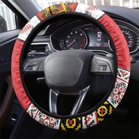 Romania Christmas Steering Wheel Cover Romanian Folk Mask - Wonder Print Shop