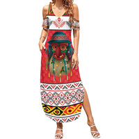 Personalized Romania Christmas Summer Maxi Dress Romanian Folk Mask - Wonder Print Shop