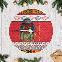 Personalized Romania Christmas Tree Skirt Romanian Folk Mask - Wonder Print Shop