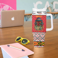 Personalized Romania Christmas Tumbler With Handle Romanian Folk Mask - Wonder Print Shop