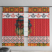 Personalized Romania Christmas Window Curtain Romanian Folk Mask - Wonder Print Shop