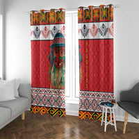 Personalized Romania Christmas Window Curtain Romanian Folk Mask - Wonder Print Shop