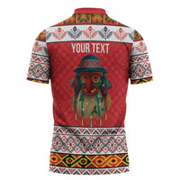 Personalized Romania Christmas Zipper Polo Shirt Romanian Folk Mask - Wonder Print Shop