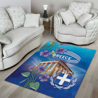 Greece Athens Area Rug Viola Odorata with Emblem Design - Wonder Print Shop