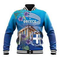 Greece Athens Baseball Jacket Viola Odorata with Emblem Design - Wonder Print Shop