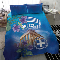 Greece Athens Bedding Set Viola Odorata with Emblem Design - Wonder Print Shop