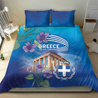 Greece Athens Bedding Set Viola Odorata with Emblem Design - Wonder Print Shop
