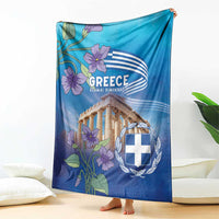 Greece Athens Blanket Viola Odorata with Emblem Design - Wonder Print Shop