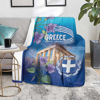Greece Athens Blanket Viola Odorata with Emblem Design - Wonder Print Shop