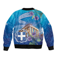 Greece Athens Bomber Jacket Viola Odorata with Emblem Design - Wonder Print Shop