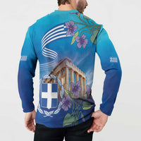 Greece Athens Button Sweatshirt Viola Odorata with Emblem Design - Wonder Print Shop